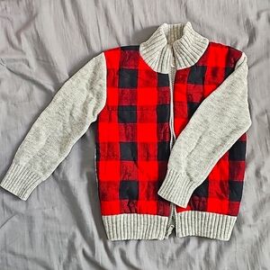 Cat & Jack 4T Zip Up Plaid Sweater Red